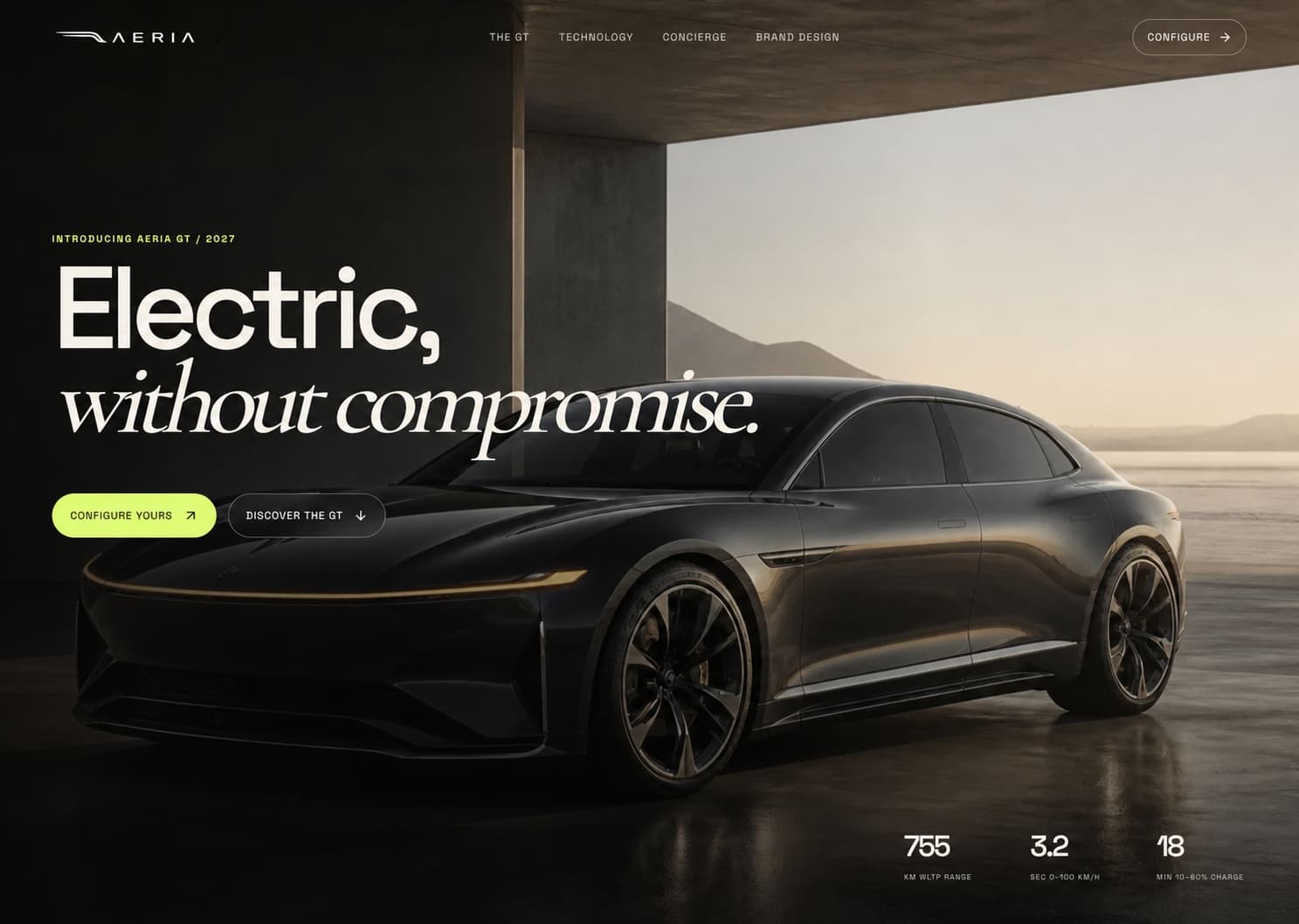 Aeria Motors homepage preview