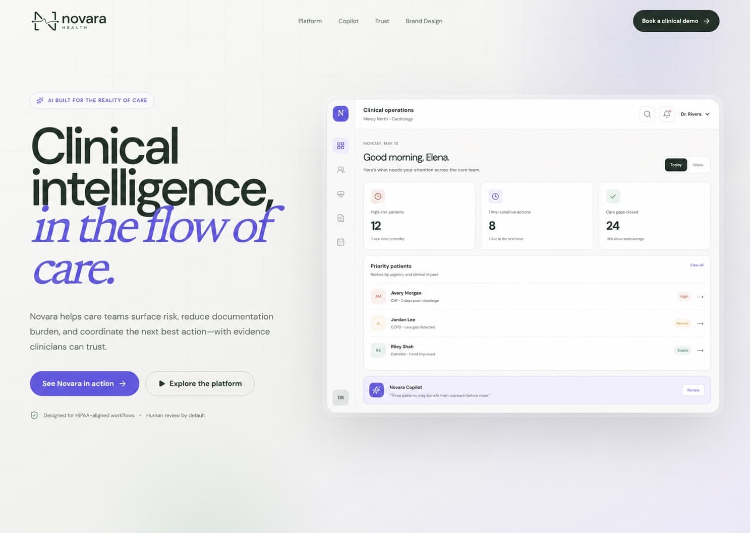 Novara Health homepage preview